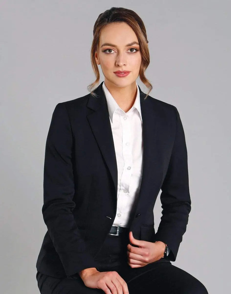 BENCHMARK Ladies’ Wool Blend Stretch One Button Cropped Jacket M9201 Corporate Wear Benchmark
